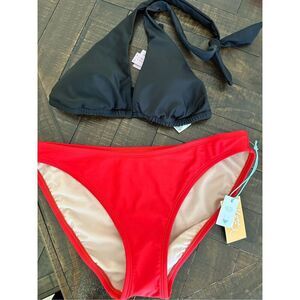 Wild Fable and Kona Sol Black and Red Bikini Set Size Medium New